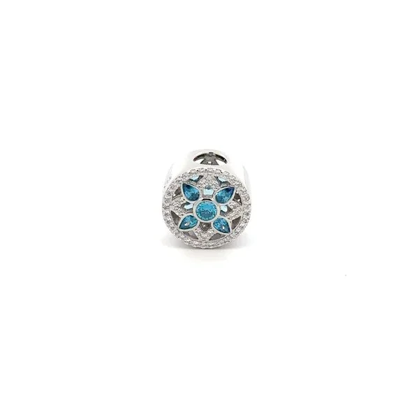 925 Sterling Silver Charm Bead Round Holiday Christmas For Charm Bracelet - Picture 4 of 5